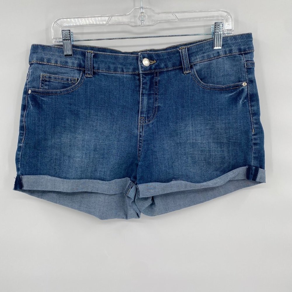 Jay Jays Womens Cheeky Mid Rise Denim Shorts 14 Stretch Cuffed